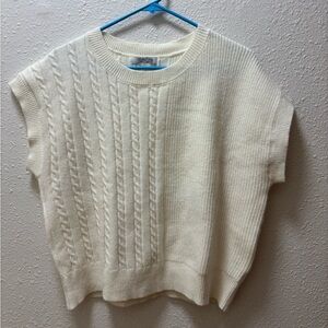 DOUBLE TAKE Cream Cable Knit Short Sleeve Sweater Vest
